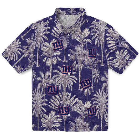 New York Giants Hawaiian Shirt - Vintage Palm Tree | Moonbestprint