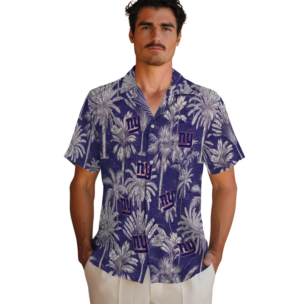 New York Giants Hawaiian Shirt - Vintage Palm Tree | Moonbestprint