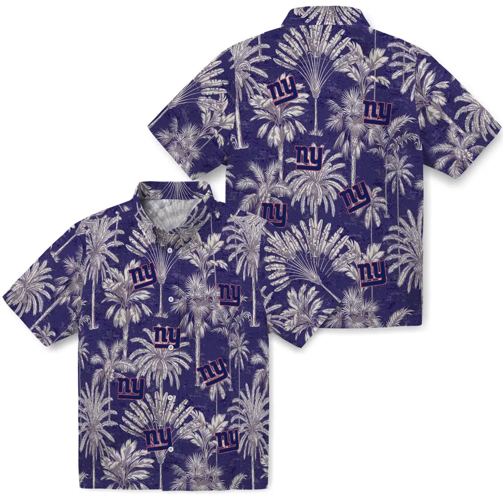 New York Giants Hawaiian Shirt - Vintage Palm Tree | Moonbestprint