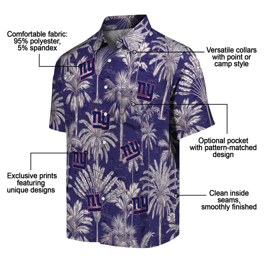New York Giants Hawaiian Shirt - Vintage Palm Tree | Moonbestprint