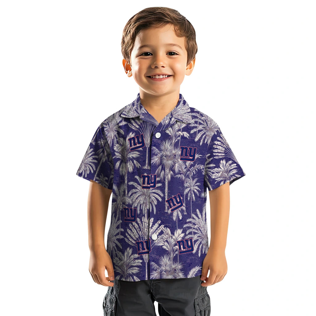 New York Giants Hawaiian Shirt - Vintage Palm Tree | Moonbestprint