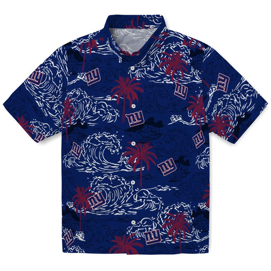 New York Giants Hawaiian Shirt - Wave Palm | Moonbestprint