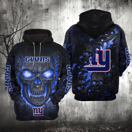 New York Giants Lava Skull NFL 3D All Over Print Hoodie -Moonbestprint