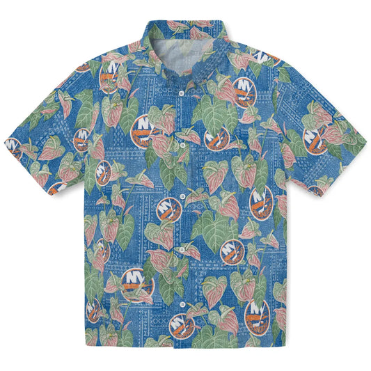 New York Islanders Hawaiian Shirt - Anthurium Overlay | Moonbestprint