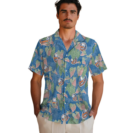New York Islanders Hawaiian Shirt - Anthurium Overlay | Moonbestprint