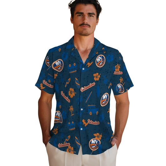 New York Islanders Hawaiian Shirt - Beach Vibe | Moonbestprint