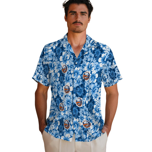 New York Islanders Hawaiian Shirt - Hibiscus Blooms | Moonbestprint