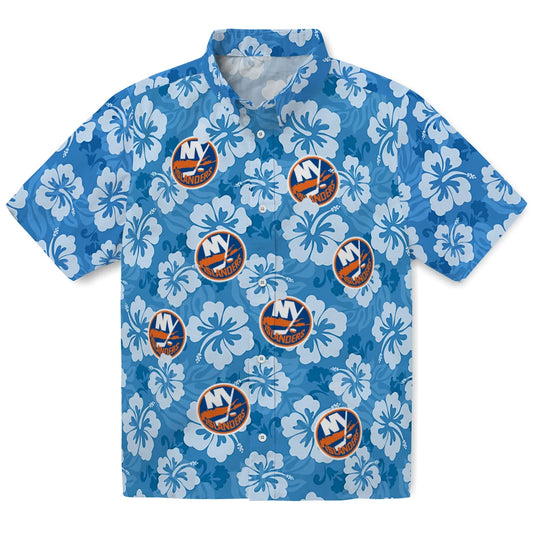 New York Islanders Hawaiian Shirt - Hibiscus Cluster | Moonbestprint