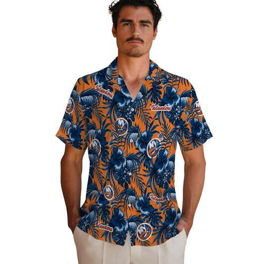 New York Islanders Hawaiian Shirt - Hibiscus Exotic | Moonbestprint