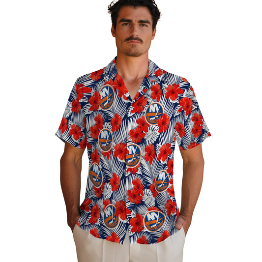 New York Islanders Hawaiian Shirt - Hibiscus Fiesta | Moonbestprint