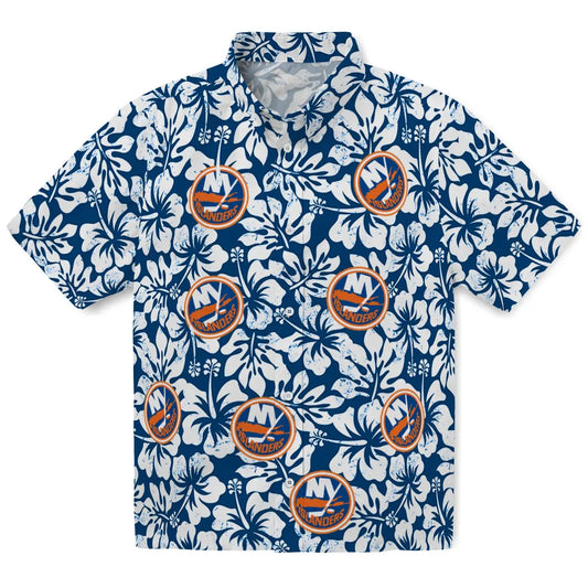 New York Islanders Hawaiian Shirt - Hibiscus Motif | Moonbestprint