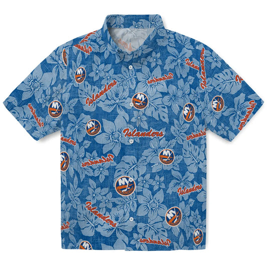 New York Islanders Hawaiian Shirt - Hibiscus Oasis | Moonbestprint