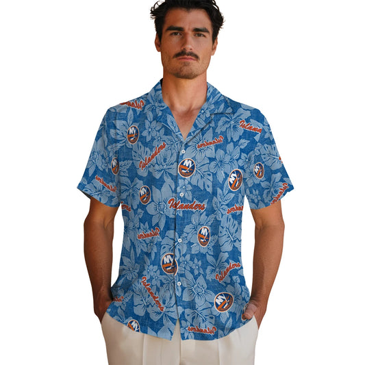 New York Islanders Hawaiian Shirt - Hibiscus Oasis | Moonbestprint