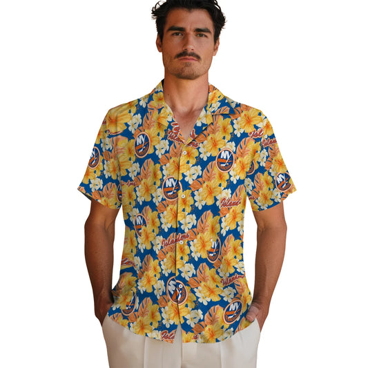 New York Islanders Hawaiian Shirt - Hibiscus Tropics | Moonbestprint