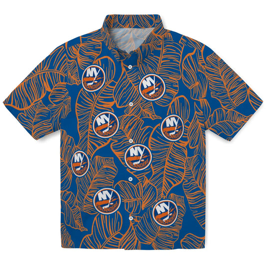 New York Islanders Hawaiian Shirt - Leaf Outline | Moonbestprint