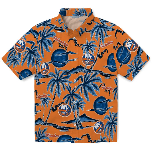 New York Islanders Hawaiian Shirt - Palm Sunset | Moonbestprint