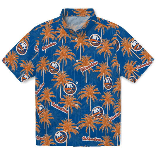 New York Islanders Hawaiian Shirt - Palm Tree Motif | Moonbestprint