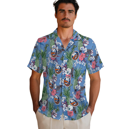 New York Islanders Hawaiian Shirt - Pineapple Bouquet | Moonbestprint