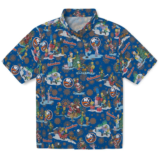 New York Islanders Hawaiian Shirt - Simpsons Christmas | Moonbestprint