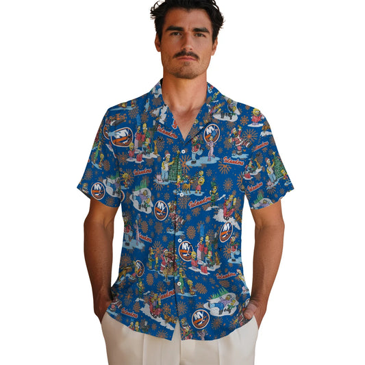 New York Islanders Hawaiian Shirt - Simpsons Christmas | Moonbestprint