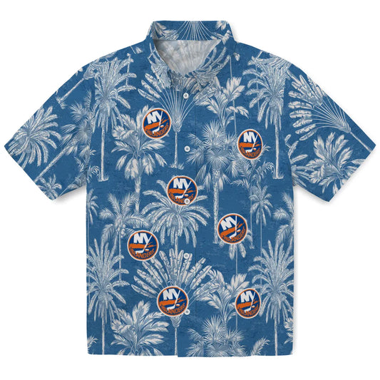 New York Islanders Hawaiian Shirt - Vintage Palm Tree | Moonbestprint
