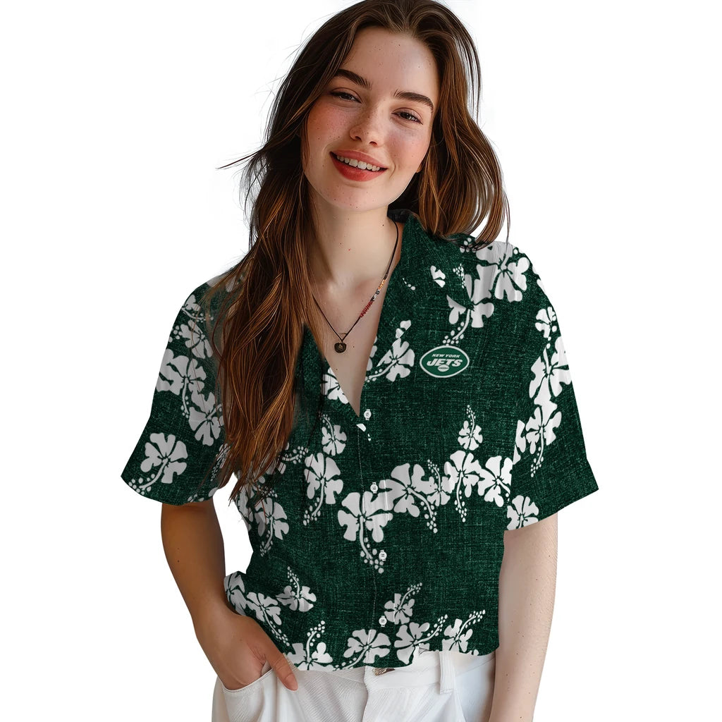 New York Jets Hawaiian Shirt - 50th State Flower | Moonbestprint