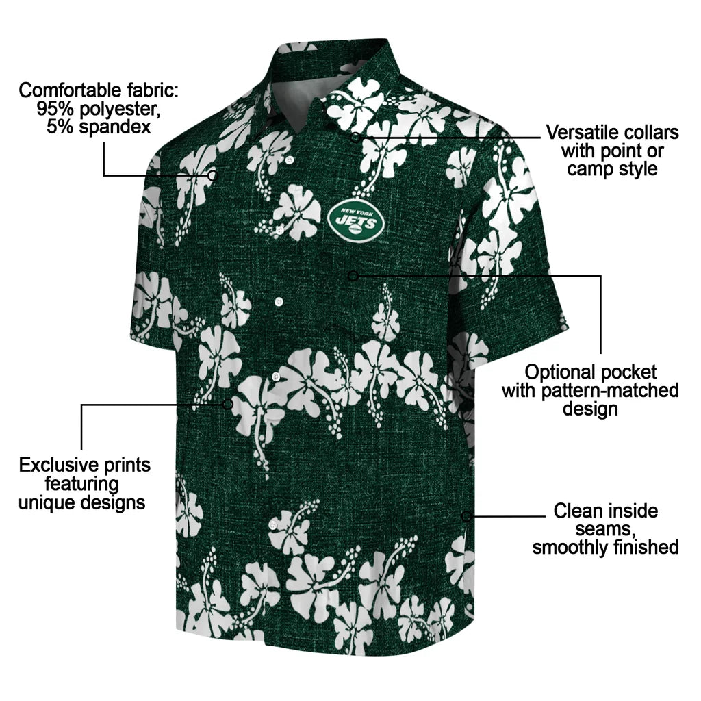 New York Jets Hawaiian Shirt - 50th State Flower | Moonbestprint