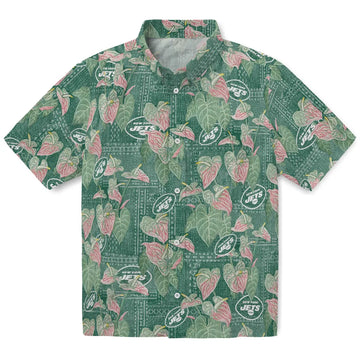 New York Jets Hawaiian Shirt - Anthurium Overlay | Moonbestprint
