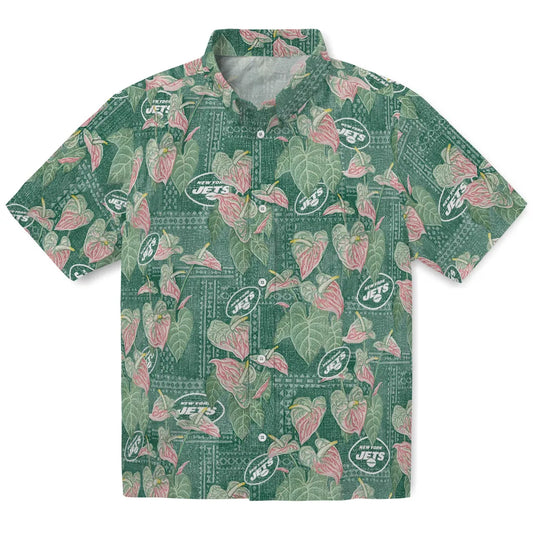 New York Jets Hawaiian Shirt - Anthurium Overlay | Moonbestprint