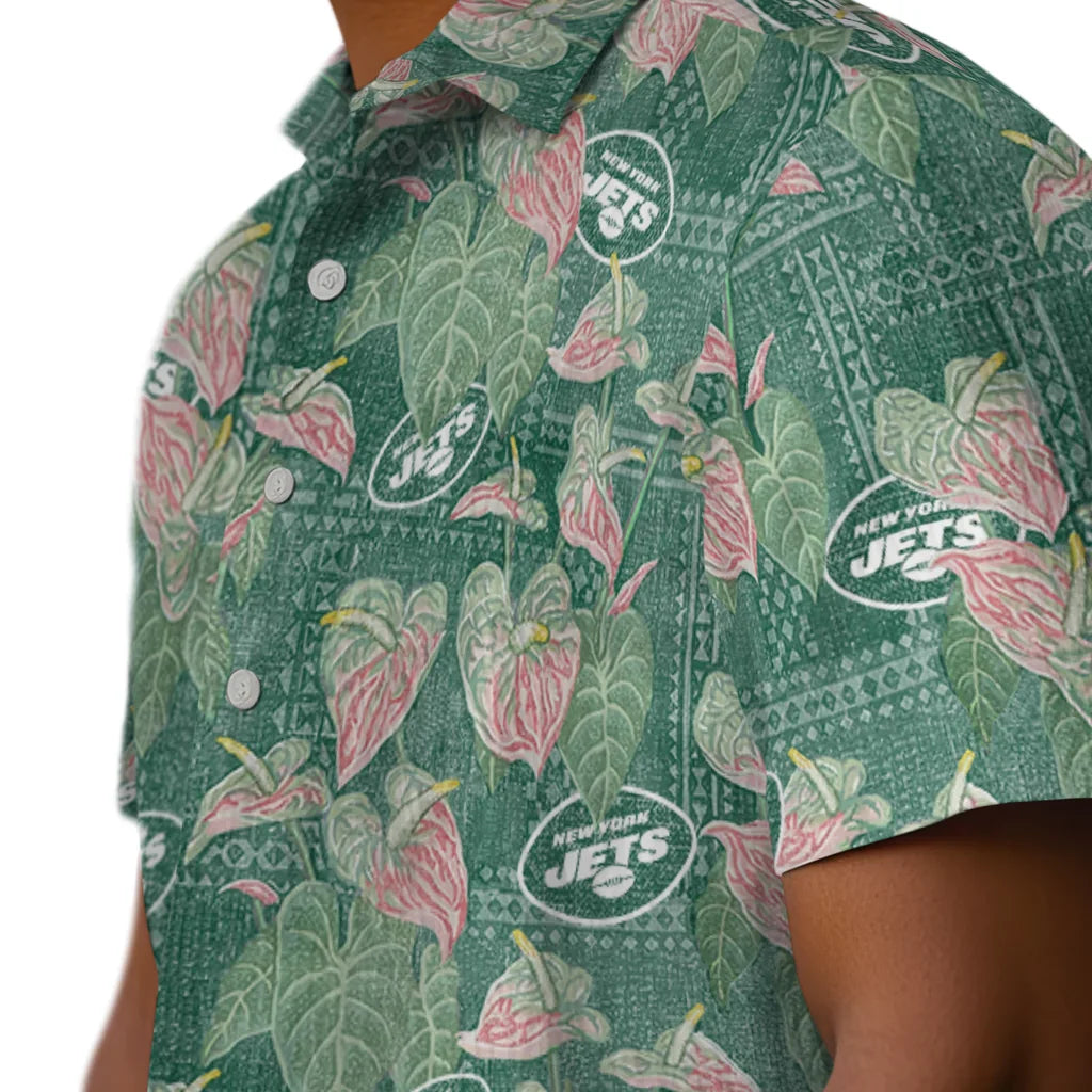 New York Jets Hawaiian Shirt - Anthurium Overlay | Moonbestprint
