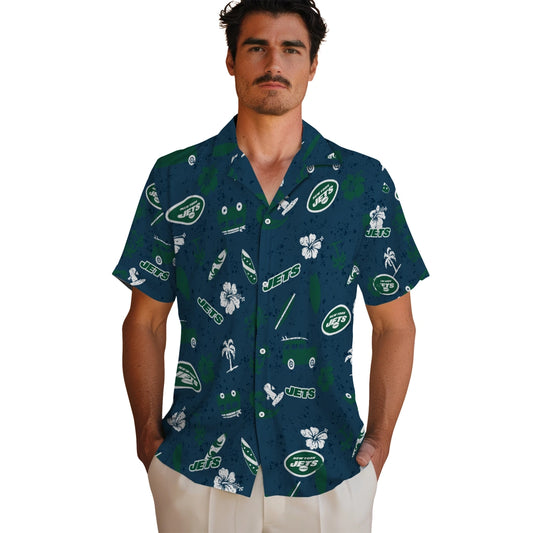 New York Jets Hawaiian Shirt - Beach Vibe | Moonbestprint