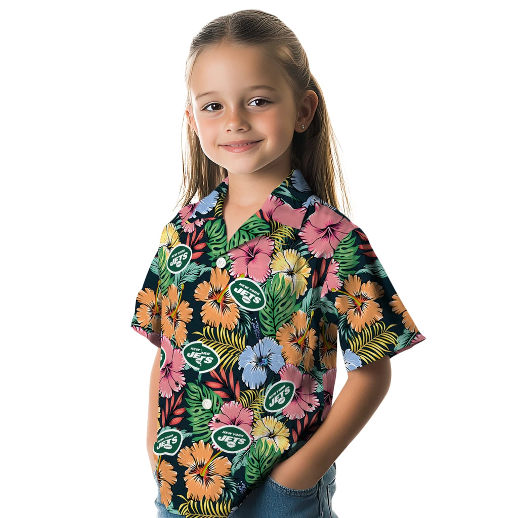 New York Jets Hawaiian Shirt - Brilliant Hibiscus Garden | Moonbestprint