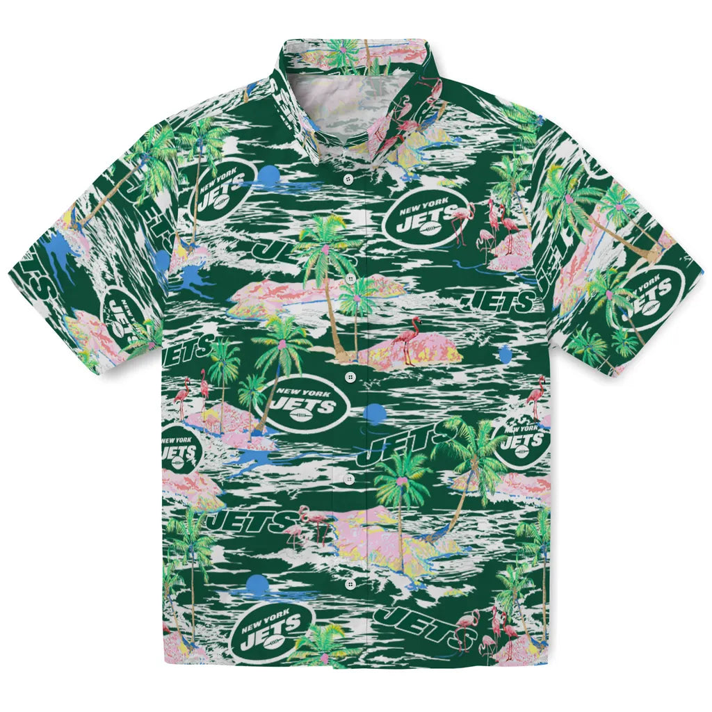 New York Jets Flamingo Retreat 2026 Hawaiian Shirt – Moonbestprint