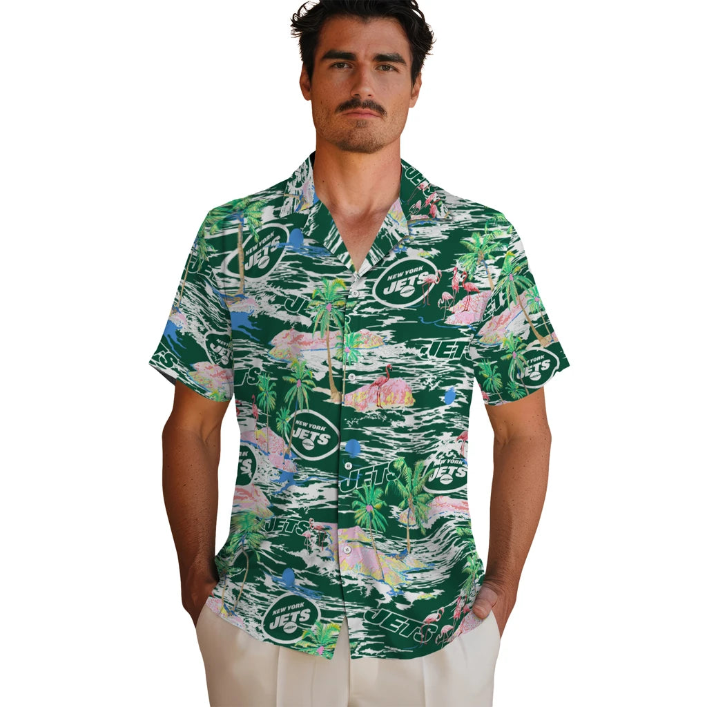 New York Jets Flamingo Retreat 2026 Hawaiian Shirt – Moonbestprint