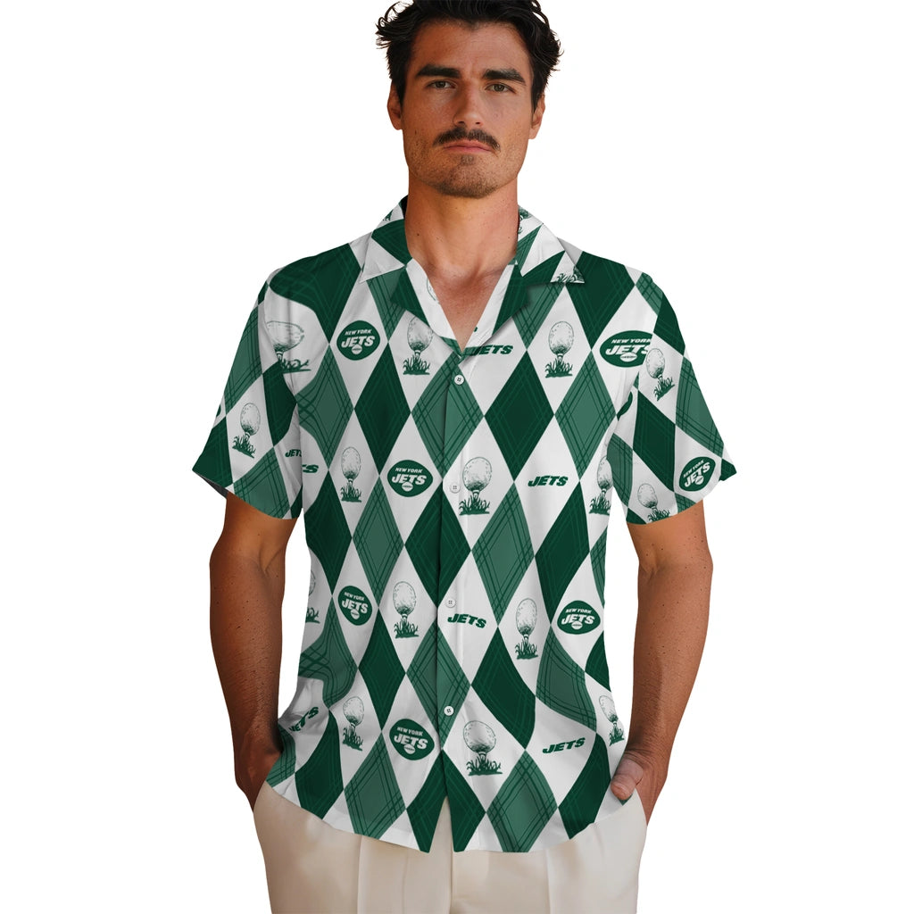 New York Jets Hawaiian Shirt - Golfing Plaid | Moonbestprint