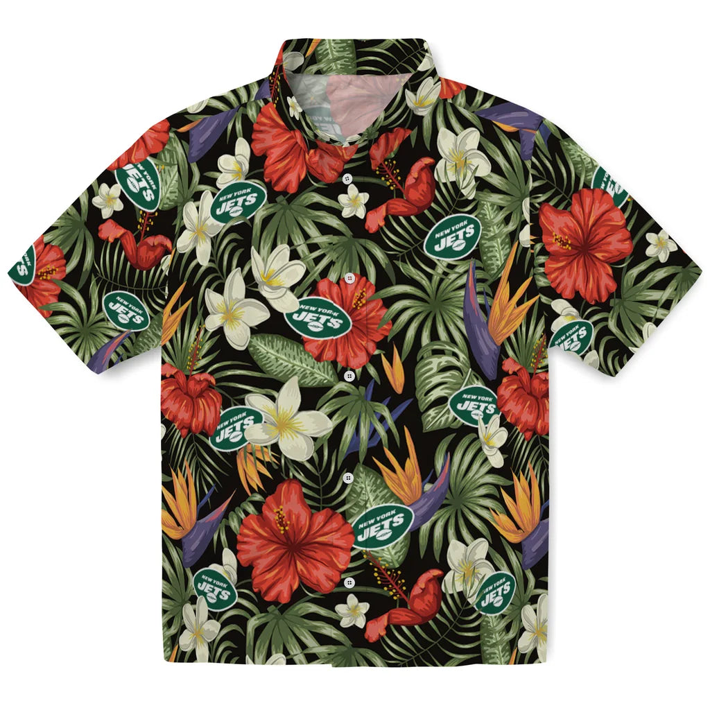 New York Jets Hawaiian Shirt - Hawaii Floral Hibiscus | Moonbestprint