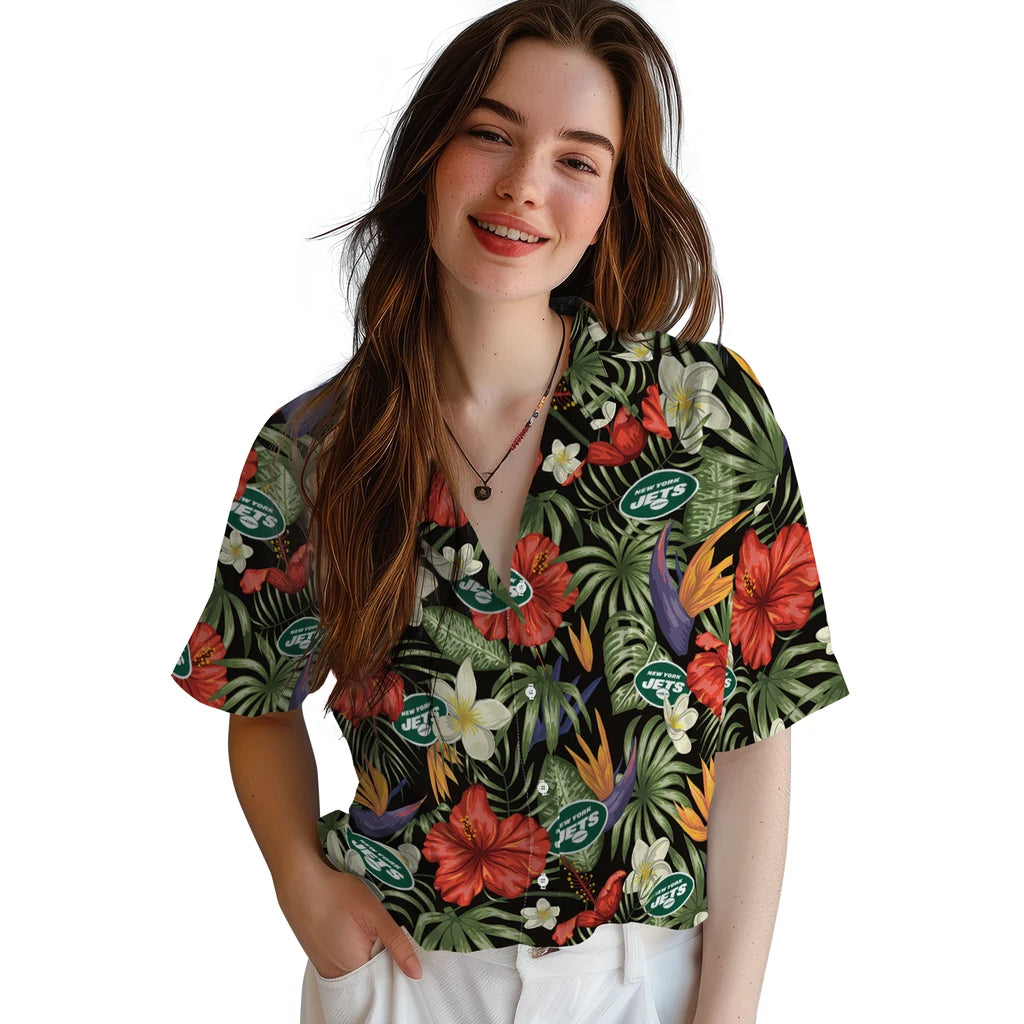 New York Jets Hawaiian Shirt - Hawaii Floral Hibiscus | Moonbestprint