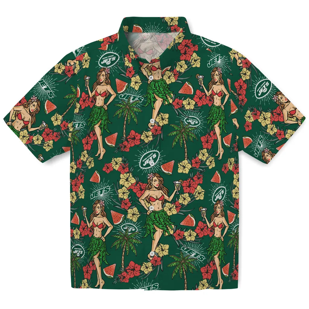 New York Jets Hawaiian Shirt - Hawaiian Girls Design | Moonbestprint