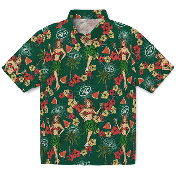 New York Jets Hawaiian Shirt - Hawaiian Girls Design | Moonbestprint