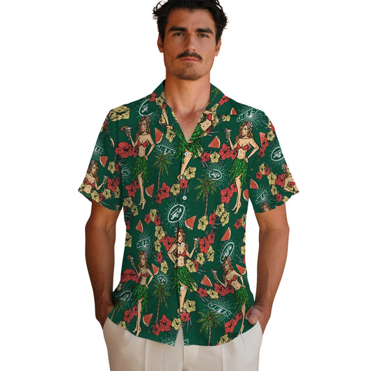 New York Jets Hawaiian Shirt - Hawaiian Girls Design | Moonbestprint