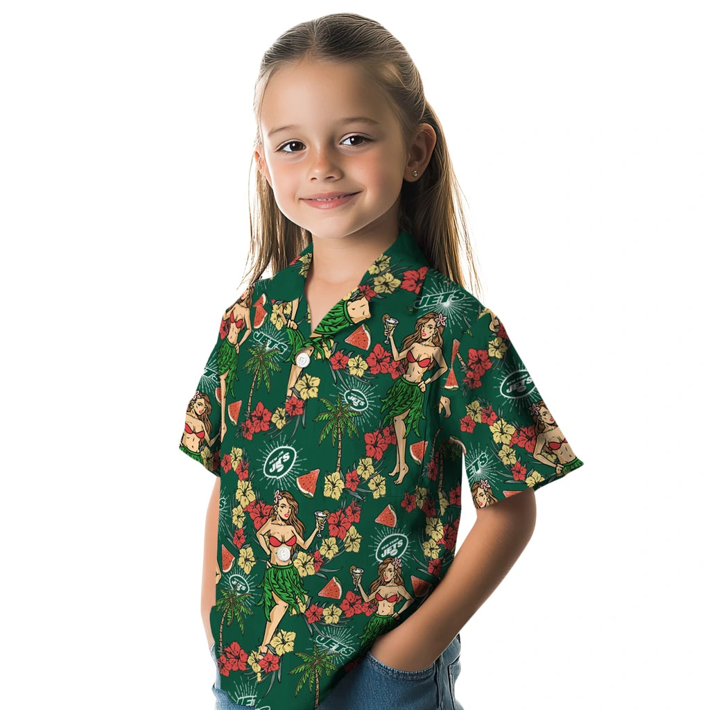 New York Jets Hawaiian Shirt - Hawaiian Girls Design | Moonbestprint