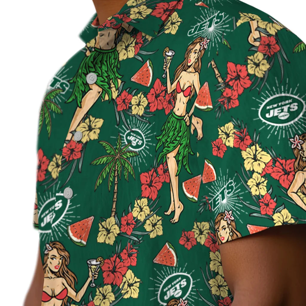 New York Jets Hawaiian Shirt - Hawaiian Girls Design | Moonbestprint