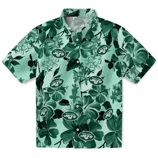 New York Jets Hawaiian Shirt - Hibiscus Arrangement | Moonbestprint