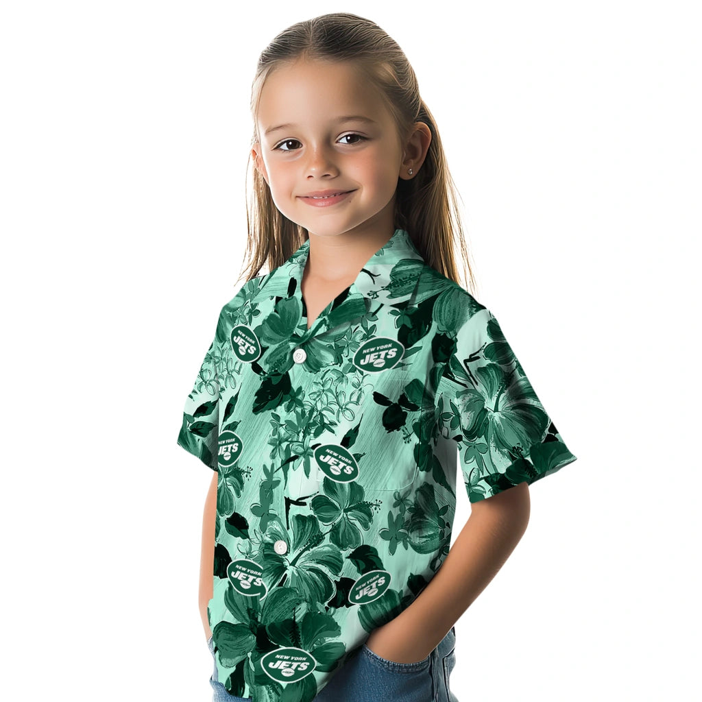 New York Jets Hawaiian Shirt - Hibiscus Arrangement | Moonbestprint