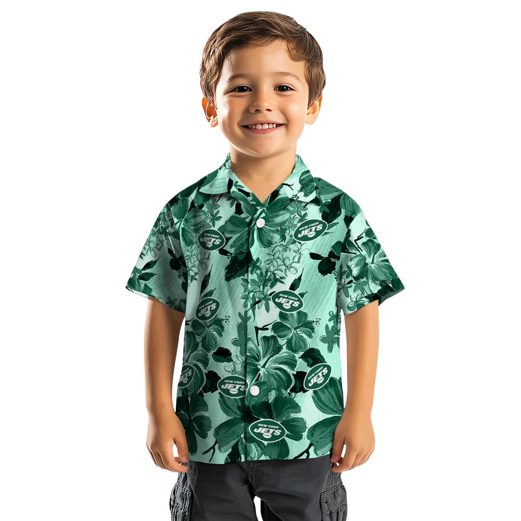 New York Jets Hawaiian Shirt - Hibiscus Arrangement | Moonbestprint