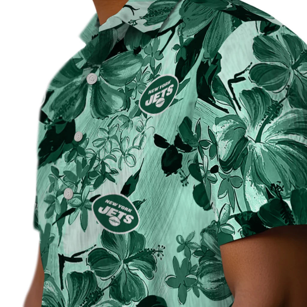 New York Jets Hawaiian Shirt - Hibiscus Arrangement | Moonbestprint