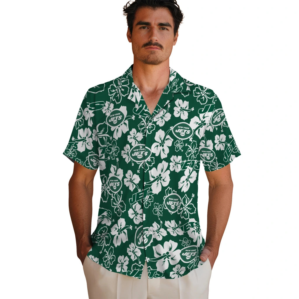 New York Jets Hibiscus Bloom Hawaiian Shirt – Moonbestprint
