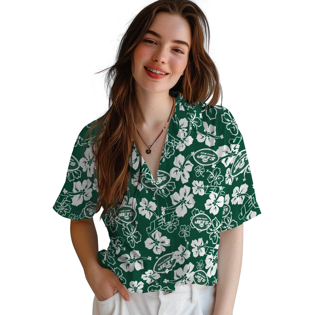 New York Jets Hibiscus Bloom Hawaiian Shirt – Moonbestprint