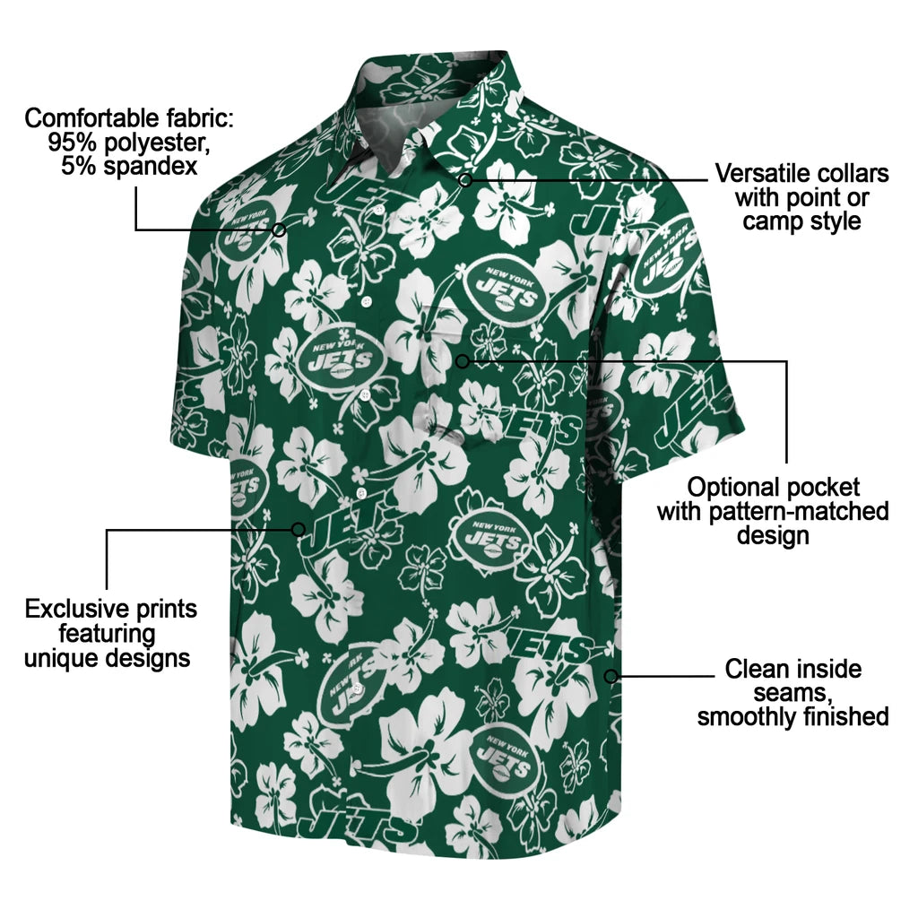 New York Jets Hibiscus Bloom Hawaiian Shirt – Moonbestprint