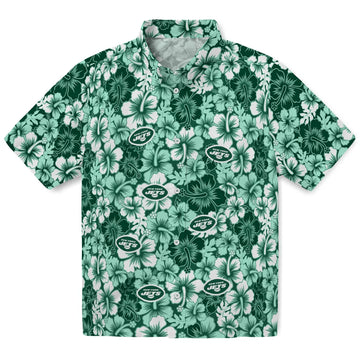 New York Jets Hawaiian Shirt - Hibiscus Blooms | Moonbestprint